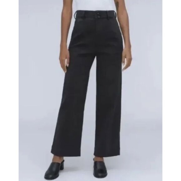 EVERLANE The Organic Cotton Wide Leg Pant in Black Minimalist - Size US 16 - Picture 1 of 11